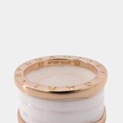 Bvlgari 18K Rose Gold and Ceramic B.Zero1 Band Ring EU 52