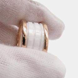 Bvlgari 18K Rose Gold and Ceramic B.Zero1 Band Ring EU 52