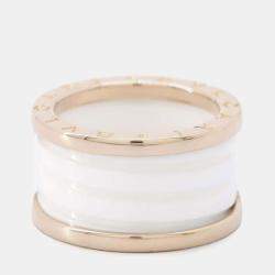 Bvlgari 18K Rose Gold and Ceramic B.Zero1 Band Ring EU 52