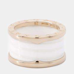 Bvlgari 18K Rose Gold and Ceramic B.Zero1 Band Ring EU 52