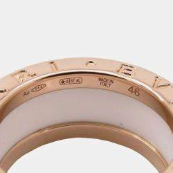 Bvlgari 18K Rose Gold and Ceramic B.Zero1 Band Ring EU 46
