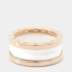 Bvlgari 18K Rose Gold and Ceramic B.Zero1 Band Ring EU 46