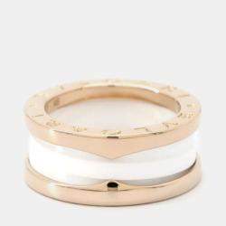 Bvlgari 18K Rose Gold and Ceramic B.Zero1 Band Ring EU 46