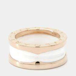 Bvlgari 18K Rose Gold and Ceramic B.Zero1 Band Ring EU 46