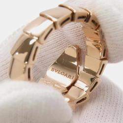 Bvlgari 18K Rose Gold and Diamond Serpenti Viper Ring Size L