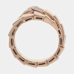 Bvlgari 18K Rose Gold and Diamond Serpenti Viper Ring Size L