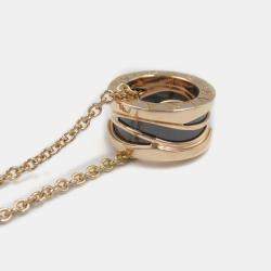 Bvlgari 18k Rose Gold B.Zero1 Ceramic Pendant Necklace