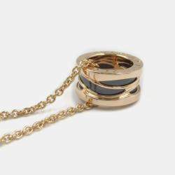 Bvlgari 18k Rose Gold B.Zero1 Ceramic Pendant Necklace