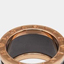 Bvlgari B.Zero1 4-Band Black Ceramic 18k Rose Gold Ring Size 50