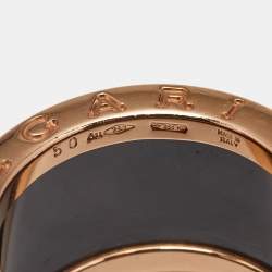 Bvlgari B.Zero1 4-Band Black Ceramic 18k Rose Gold Ring Size 50
