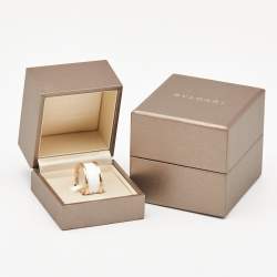 Bvlgari B.Zero1 4-Band White Ceramic 18k Rose Gold Band Ring Size 57