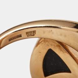 Bvlgari Divas' Dream Onyx Mother of Pearl 18k Rose Gold RIng Size 51