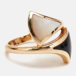 Bvlgari Divas' Dream Onyx Mother of Pearl 18k Rose Gold RIng Size 51