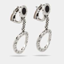 Bvlgari Bvlgari Bvlgari Onyx 18k White Gold Dangle Earrings