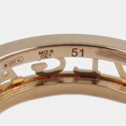Bvlgari 18K Rose Gold B.Zero1 One Band Ring with Openword Logo Spiral