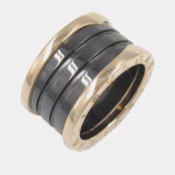 Bvlgari 18K Rose Gold and Ceramic B.Zero1 Three Band Ring
