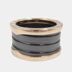 Bvlgari 18K Rose Gold and Ceramic B.Zero1 Three Band Ring