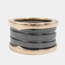 Bvlgari 18K Rose Gold and Ceramic B.Zero1 Three Band Ring