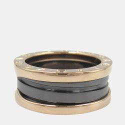 Bvlgari 18K Rose Gold and Ceramic B.Zero1 Two Band Ring