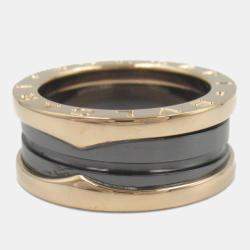 Bvlgari B.Zero1 18K Rose Gold and Ceramic Band Ring EU 48