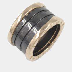 Bvlgari B.Zero1 18K Rose Gold and Ceramic Band Ring EU 50