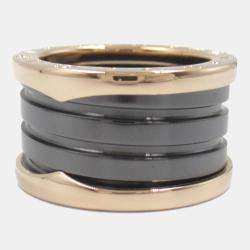 Bvlgari B.Zero1 18K Rose Gold and Ceramic Band Ring EU 50