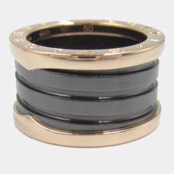 Bvlgari B.Zero1 18K Rose Gold and Ceramic Band Ring EU 50