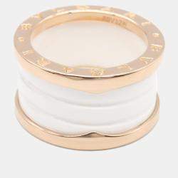 Bvlgari B.Zero1 18K Rose Gold and Ceramic Band Ring EU 52