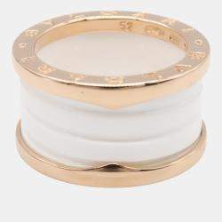 Bvlgari B.Zero1 18K Rose Gold and Ceramic Band Ring EU 52