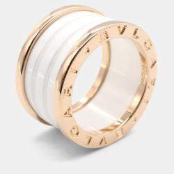 Bvlgari B.Zero1 18K Rose Gold and Ceramic Band Ring EU 52