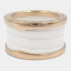Bvlgari B.Zero1 18K Rose Gold and Ceramic Band Ring EU 51