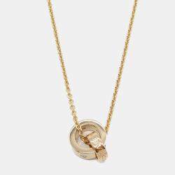 Bulgari BVLGARI BVLGARI 18K Rose Gold Diamond Link Pendant Necklace