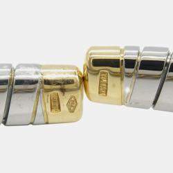 Bvlgari Stainless Steel and 18K Yellow Gold Tubogas Hearts Open Flex Bangle