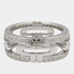 Bvlgari Parentesi Small 18K White Gold Diamond Ring EU54
