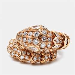 Bvlgari Serpenti Diamonds 18k Rose Gold Ring Size 54 (M/L)