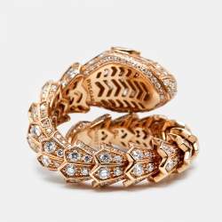 Bvlgari Serpenti Diamonds 18k Rose Gold Ring Size 54 (M/L)
