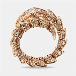 Bvlgari Serpenti Diamonds 18k Rose Gold Ring Size 54 (M/L)