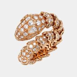 Bvlgari Serpenti Diamonds 18k Rose Gold Ring Size 54 (M/L)
