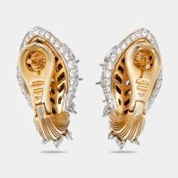 Pre Owned Bvlgari Serpenti Diamonds Rubies 18k Two Tone Gold Earrings