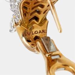 Pre Owned Bvlgari Serpenti Diamonds Rubies 18k Two Tone Gold Earrings