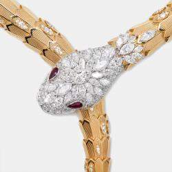 Bvlgari Serpenti Diamonds Rubies 18k Two Tone Gold Necklace