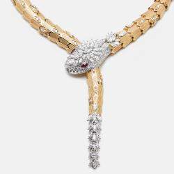 Bvlgari Serpenti Diamonds Rubies 18k Two Tone Gold Necklace