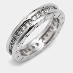 Pre Owned Bvlgari B.Zero1 Diamonds 18k White Gold 1-Band Ring Size 50