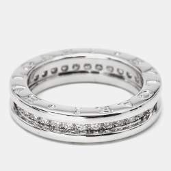 Pre Owned Bvlgari B.Zero1 Diamonds 18k White Gold 1-Band Ring Size 50