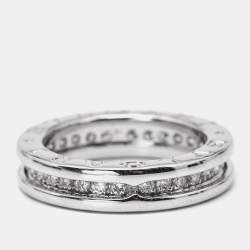 Pre Owned Bvlgari B.Zero1 Diamonds 18k White Gold 1-Band Ring Size 50
