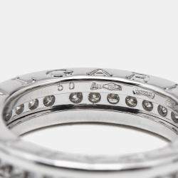 Pre Owned Bvlgari B.Zero1 Diamonds 18k White Gold 1-Band Ring Size 50