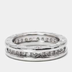 Pre Owned Bvlgari B.Zero1 Diamonds 18k White Gold 1-Band Ring Size 50