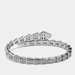 Pre Owned Bvlgari Viper Diamonds 18k White Gold Bracelet S