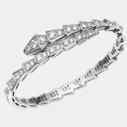Pre Owned Bvlgari Viper Diamonds 18k White Gold Bracelet S