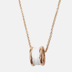 Pre Owned Bvlgari B.Zero1 18K Rose Gold and Ceramic Pendant Necklace